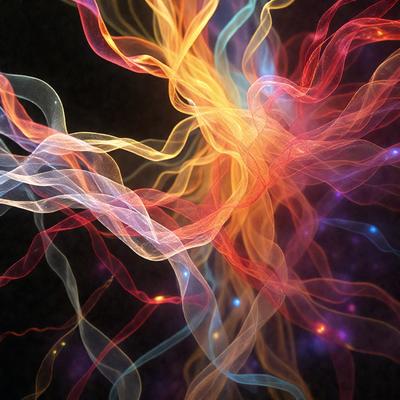The primary subject of the image is a vibrant and colorful pattern, which appears to be a digital art or illustration. The setting is a dark background, which contrasts with the bright colors of the pattern. The visual style is a mix of digital art and illustration, creating a unique and eye-catching design. The colors and mood of the image are predominantly bright and lively, with a sense of energy and creativity.